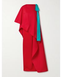 Carolina Herrera - Robe Du Soir Asymétrique En Crêpe De Soie Et En Faille À Nœud Et À Superposition - Lyst