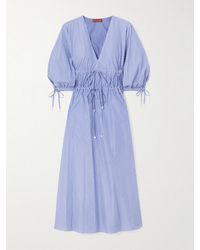 Altuzarra - Donrine Faux Pearl-Embellished Tie-Detailed Striped Cotton Midi Dress - Lyst