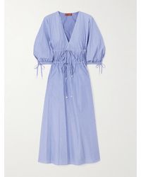 Altuzarra - Donrine Midikleid Aus Gestreifter Baumwolle Mit Kunstperlen Und Bändern - Lyst