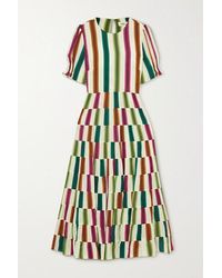 Diane von Furstenberg Zadie Midikleid Aus Gestreiftem Crêpe De Chine Mit Cut-out - Orange