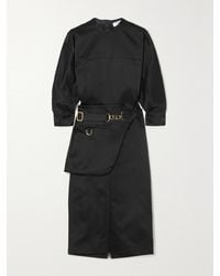 Fendi - Belted Paneled Silk-Satin Midi Dress - Lyst