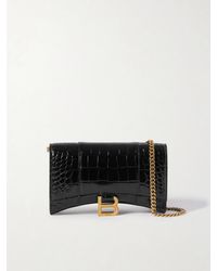 Balenciaga - Hourglass Croc-Effect Leather Shoulder Bag - Lyst