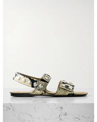 KHAITE - Boden Studded Snake-Effect Leather Sandals - Lyst