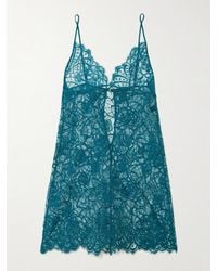 Kiki de Montparnasse - Coquette Stretch Silk-Trimmed Cotton-Blend Lace Chemise - Lyst