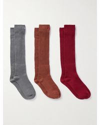 ShuShu/Tong - Pack Of Three Embroidered Cotton-Blend Socks - Lyst