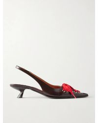 Marni - Kat Lace-Up Leather Slingback Pumps - Lyst
