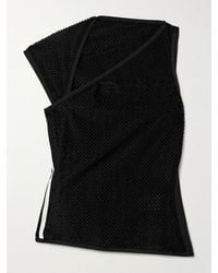 adidas Originals - Y-3 Asymmetrisches Tanktop Aus Gebürstetem Recyceltem Mesh Mit Besätzen Aus Stretch-Jersey Und Streifen - Lyst