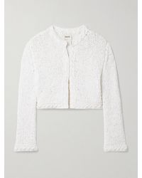 KHAITE - Genevieve Cropped Open-Knit Cotton-Blend Cardigan - Lyst