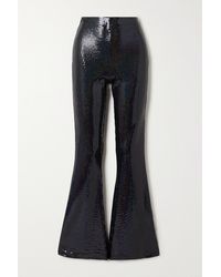Dodo Bar Or Gabrielle Embellished Metallic Stretch-knit Flared Trousers - Black