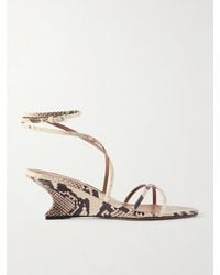 Paris Texas - Nina 50 Snake-Effect Leather Wedge Sandals - Lyst
