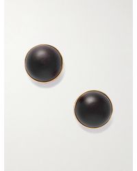 Alaïa - Sphere Goldfarbene Ohrringe Mit Holzdetails - Lyst
