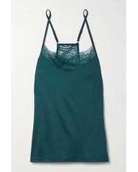 Hanro Lucy Lace-trimmed Stretch-satin Camisole - Green