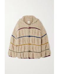 Suzie Kondi Hooded Striped Bouclé-knit Cashmere Jacket - Multicolour