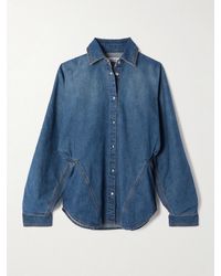 Alaïa - Gathered Denim Shirt - Lyst