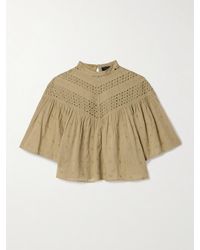 Nili Lotan - Mikki Embroidered Broderie Anglaise Cotton-Voile Blouse - Lyst