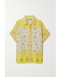 ALÉMAIS Catalina Floral-print Cotton And Linen-blend Voile Shirt - Yellow