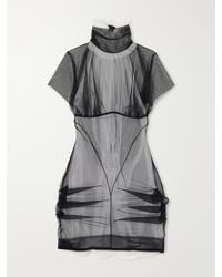 Dilara Findikoglu - Heart Of Stone Frayed Mesh Mini Dress - Lyst