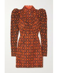 ROTATE BIRGER CHRISTENSEN Ida Minikleid Aus Spitze Mit Flockdruck - Orange