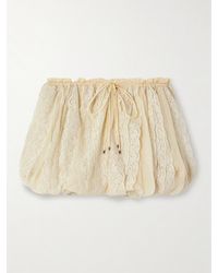 Chloé - Shorts Aus Seidenkrepon Und Spitze Aus Einer Baumwollmischung Mit Raffungen - Lyst