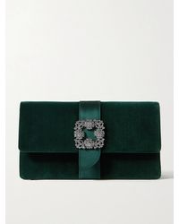 Manolo Blahnik - Capri Crystal-Embellished Satin-Trimmed Velvet Clutch - Lyst