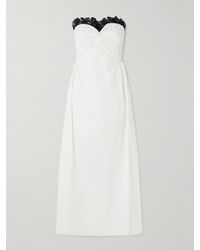 Kika Vargas - Rose Guipure Lace-Trimmed Faille Maxi Dress - Lyst