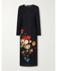 Dries Van Noten - Floral-Print Crepe-Satin Midi Dress - Lyst