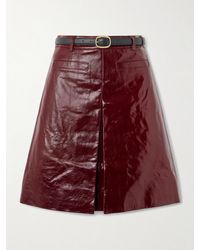 Self-Portrait - Belted Leather Skirt - Lyst