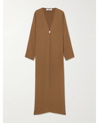 SARA CRISTINA - Pearl-Embellished Silk-Crepe Kaftan - Lyst