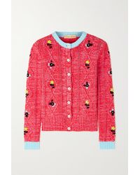 Cormio Oma Embroidered Cable-knit Cotton-blend Cardigan