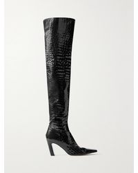 KHAITE - Marfa Croc-Effect Leather Over-The-Knee Boots - Lyst