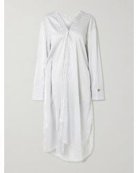 Acne Studios - Asymmetric Printed Striped Satin Midi Dress - Lyst