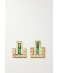 Emily P. Wheeler + Net Sustain Signature E 18-karat Recycled Gold, Emerald And Diamond Earrings - Metallic