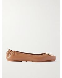 Tory Burch - Minnie Travel Logo-Embellished Leather Ballet Flats - Lyst