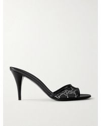 Gucci - Crystal-Embellished Leather-Trimmed Mesh Sandals - Lyst