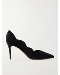 Aquazzura - Petal 85 Scalloped Suede Pumps - Lyst