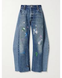 B Sides - Vintage Lasso Distressed Frayed Paneled Paint-Splatter Wide-Leg Jeans - Lyst