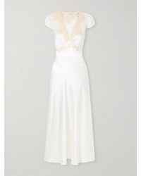 Doen - Coraline Corded Lace-Trimmed Silk-Satin Midi Dress - Lyst