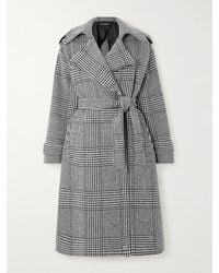Dolce & Gabbana - Double-Breasted Belted Prince Of Wales Checked Wool-Blend Trench Coat - Lyst