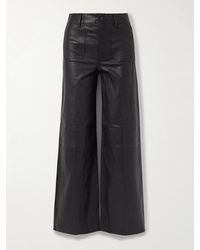 FRAME - Le Slim Palazzo Modernist Pocket Wide-Leg Leather Pants - Lyst