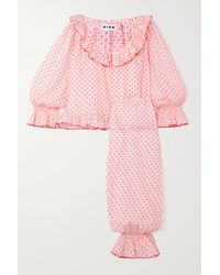 RIXO London Bobbie Pyjama Aus Gepunktetem Baumwoll-voile - Pink