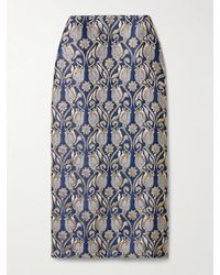 Valentino Garavani - Metallic Floral-Brocade Midi Skirt - Lyst