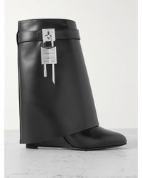 Givenchy - Shark Lock-Embellished Glossed-Leather Ankle Boots - Lyst