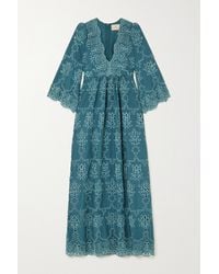 Hannah Artwear + Net Sustain Rosa Broderie Anglaise Cotton-poplin Maxi Dress - Blue