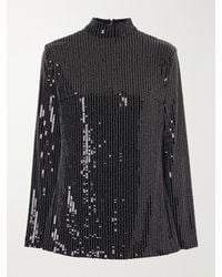 ‎Dima Ayad - Studded Sequin-Trimmed Jersey Blouse - Lyst