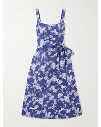 Carolina Herrera - Midikleid Aus Faille Mit Blumenprint Und Bindegürtel - Lyst