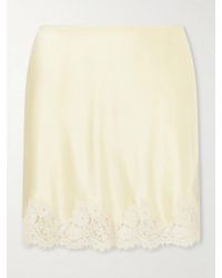 Doen - Giulietta Lace-Trimmed Silk-Charmeuse Mini Skirt - Lyst