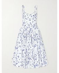 Emilia Wickstead - Elita Belted Floral-Print Cotton-Poplin Midi Dress - Lyst