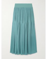 JOSEPH - Rabat Stretch Knit-Trimmed Pleated Satin Midi Skirt - Lyst