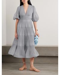 zimmermann tiered pliss taffeta midi dress Zimmermann Pleated Tiered Midi-Dress