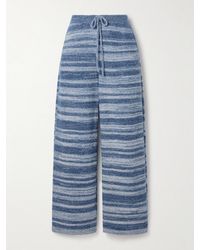 The Elder Statesman - Nimbus Crest Striped Cashmere And Cotton-Blend Wide-Leg Pants - Lyst